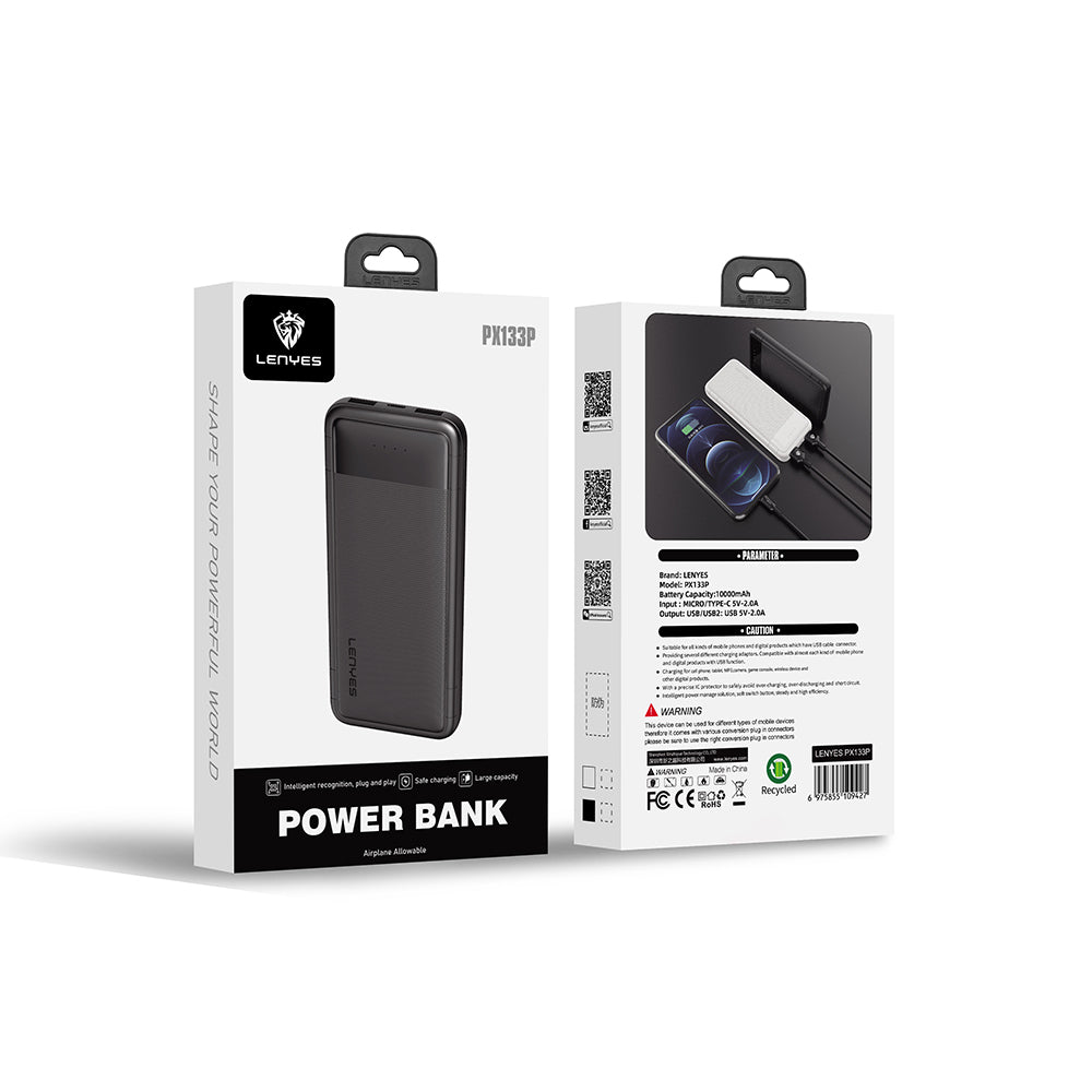 Lenyes PX133P Led Işık Göstergeli Taşınabilir Powerbank 10W 10000mAh