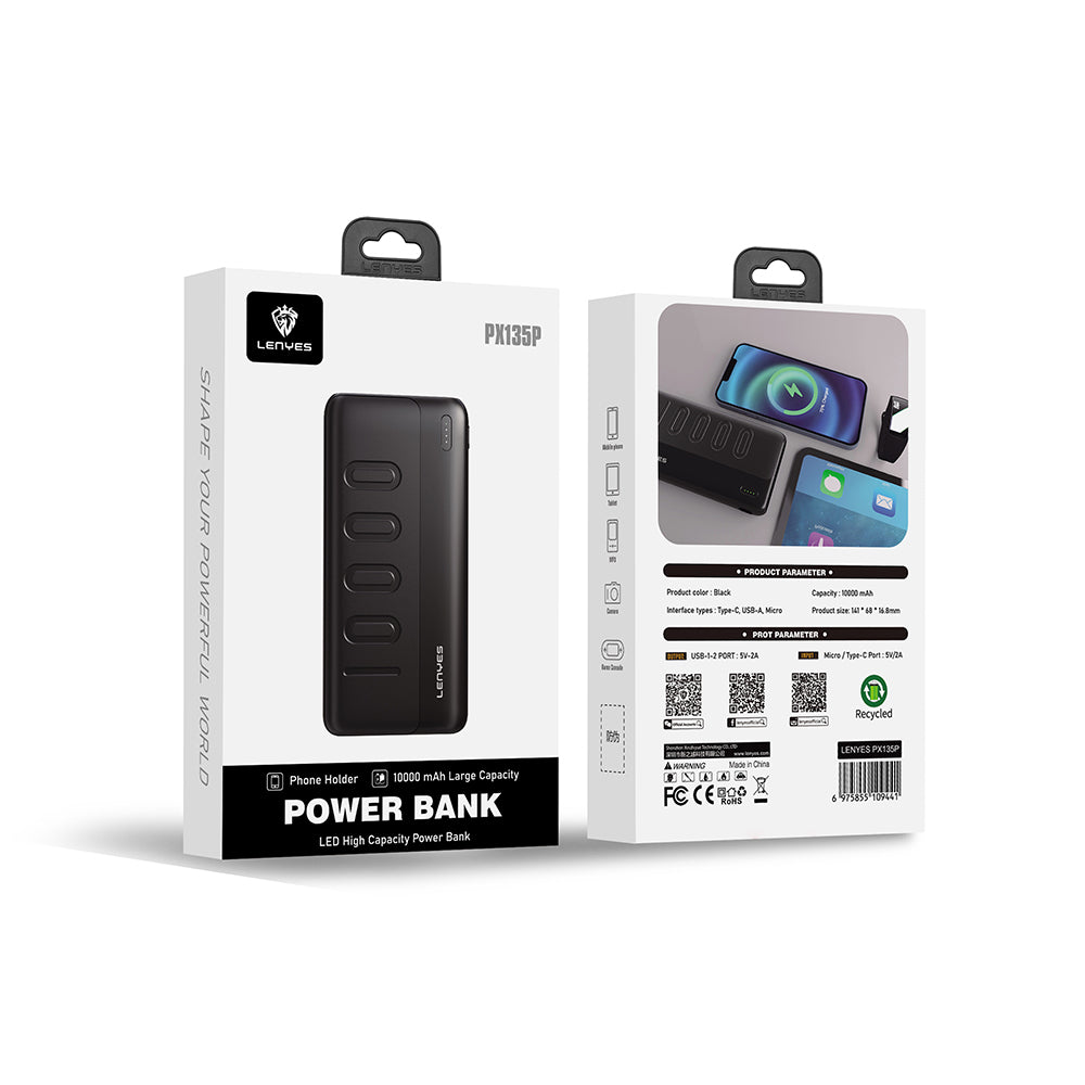 Lenyes PX135P Led Işık Göstergeli Taşınabilir Powerbank 10W 10000mAh