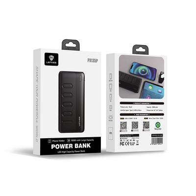 Lenyes PX135P Led Işık Göstergeli Taşınabilir Powerbank 10W 10000mAh Siyah