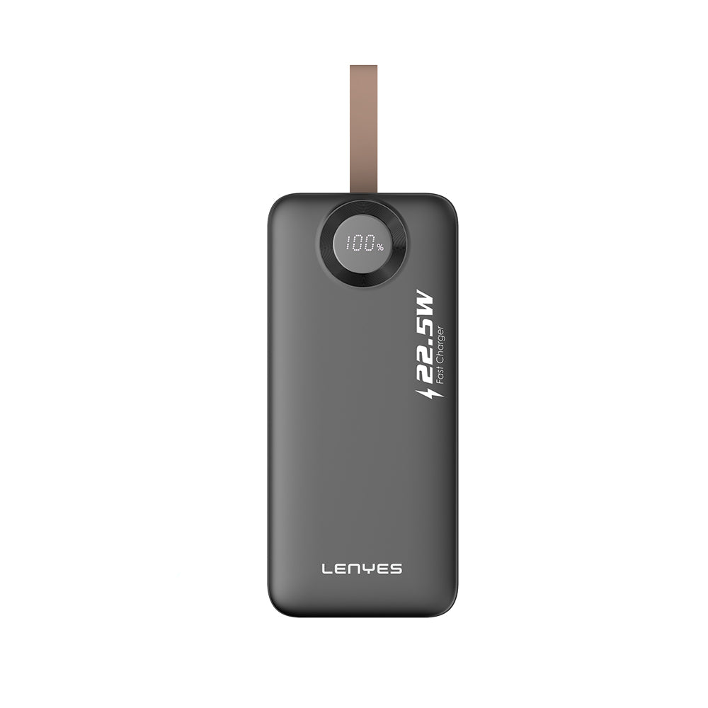 Lenyes PX387D LED Göstergeli Taşınabilir Mini Powerbank 22.5W 30.000mAh Siyah
