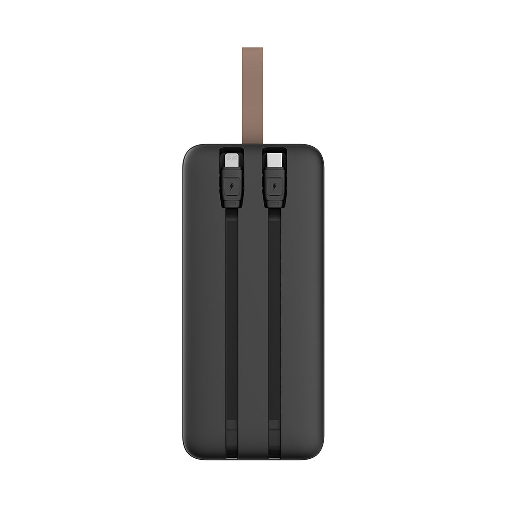 Lenyes PX587D Dijital LED Ekranlı Type-C ve Lightning Kablolu Powerbank 22.5W 50.000mAh Siyah
