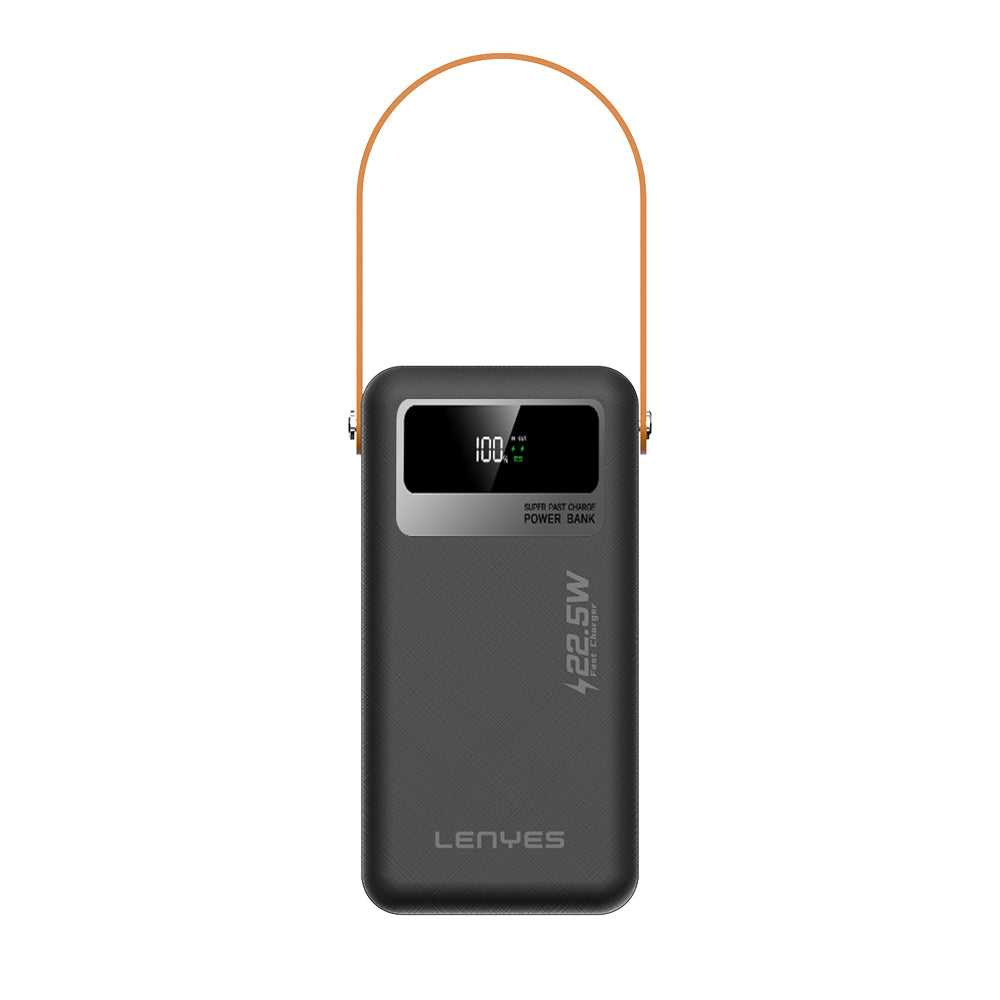 Lenyes PX691D LED Göstergeli Taşınabilir Askılı Powerbank 22.5W 60.000mAh Siyah