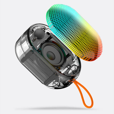 Lenyes S212 Su Geçirmez RGB Işıklı Askılı Taşınabilir Kablosuz Bluetooth Hoparlör v5.3 Siyah