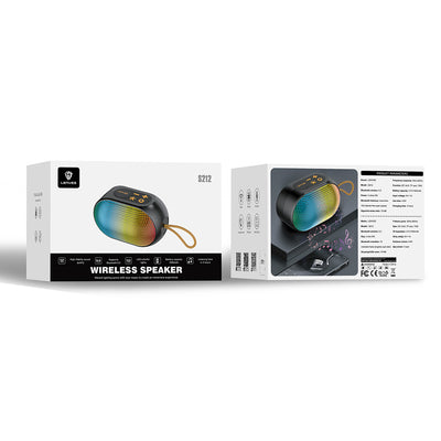 Lenyes S212 Su Geçirmez RGB Işıklı Askılı Taşınabilir Kablosuz Bluetooth Hoparlör v5.3 Siyah