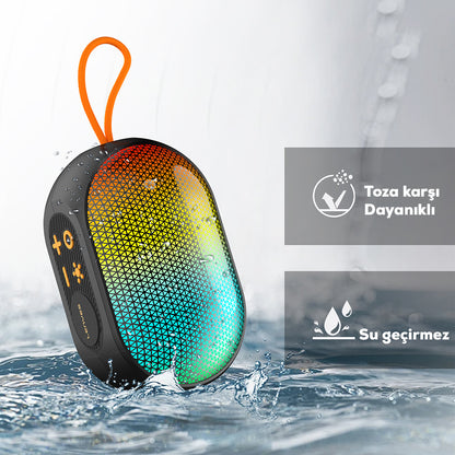 Lenyes S212 Su Geçirmez RGB Işıklı Askılı Taşınabilir Kablosuz Bluetooth Hoparlör v5.3