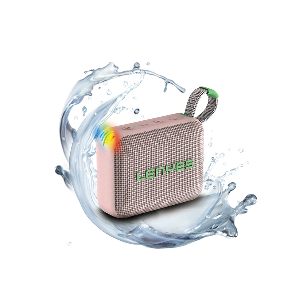 Lenyes S216 Su Geçirmez Özellikli RGB Işıklı Askılı Mini Bluetooth Speaker Hoparlör v5.3 Pembe