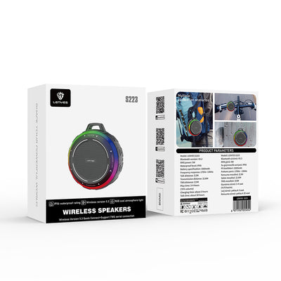Lenyes S223 RGB Işıklı Askı Aparatlı Mini Bluetooth Speaker Hoparlör v5.3 Siyah