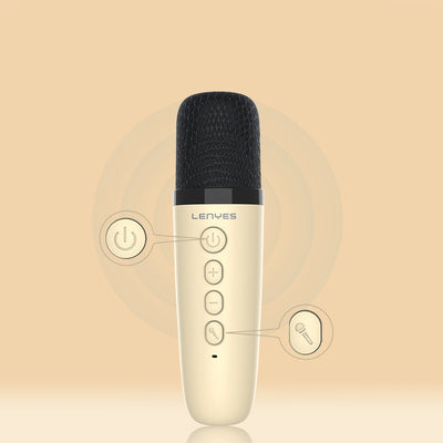 Lenyes S227 RGB Işıklı Askılı Mikrofonlu Bluetooth Speaker Hoparlör v5.3 Bej
