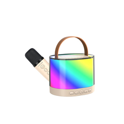 Lenyes S229 RGB Işıklı Askılı Mikrofonlu Bluetooth Speaker Hoparlör v5.3 Bej
