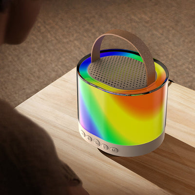 Lenyes S229 RGB Işıklı Askılı Mikrofonlu Bluetooth Speaker Hoparlör v5.3 Bej