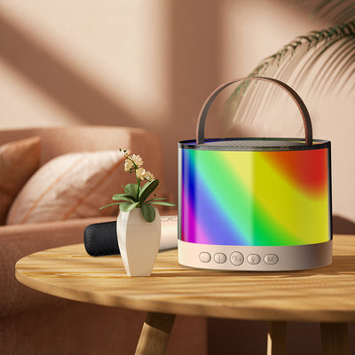 Lenyes S229 RGB Işıklı Askılı Mikrofonlu Bluetooth Speaker Hoparlör v5.3 Bej