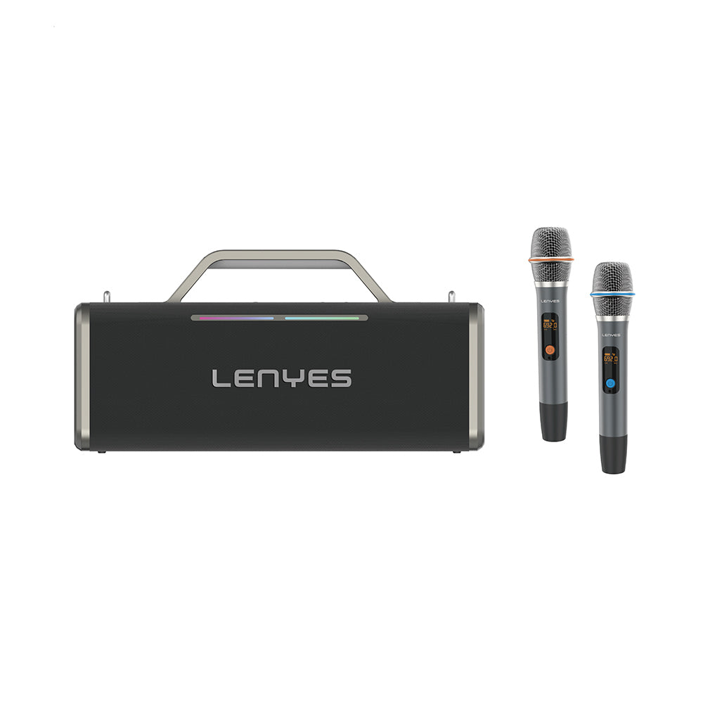 Lenyes S838 RGB Işıklı Taşınabilir Çift Mikrofonlu TWS Bluetooth Speaker Hoparlör v5.0 Siyah