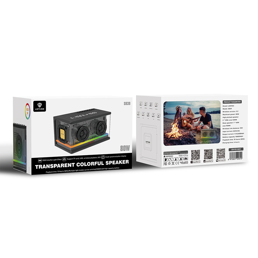 Lenyes S839 RGB Işıklı Taşınabilir TWS Bluetooth Hoparlör v5.2