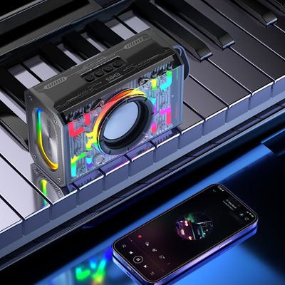 Lenyes S843 RGB Led Işıklı Taşınabilir TWS Bluetooth Hoparlör v5.3 20W Siyah