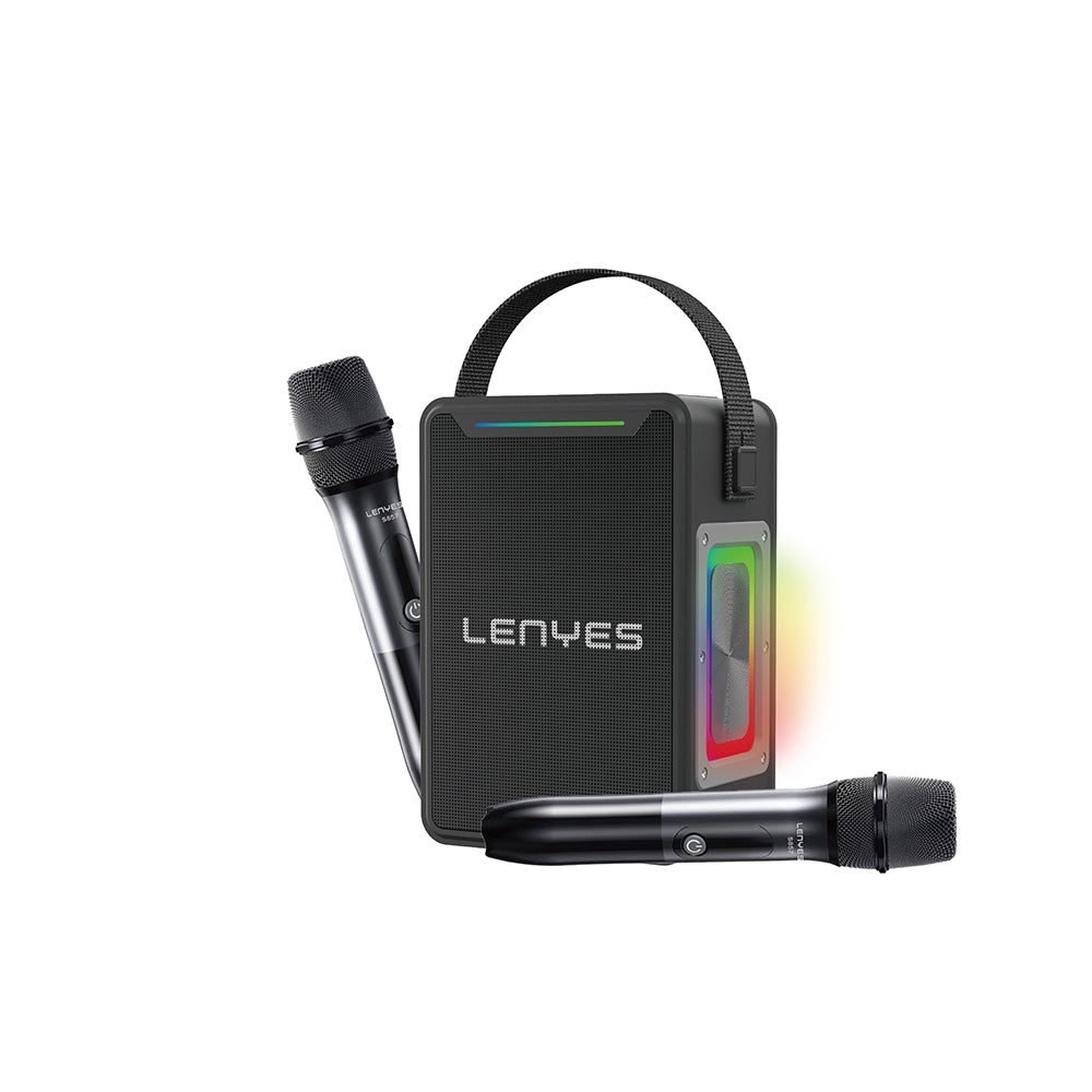 Lenyes S857 RGB Işıklı Çift Mikrofonlu Taşınabilir TWS Bluetooth Speaker Hoparlör v5.3 Siyah