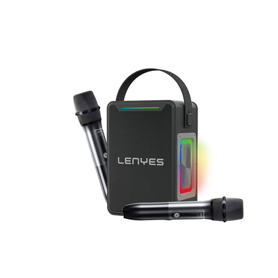 Lenyes S857 RGB Işıklı Çift Mikrofonlu Taşınabilir TWS Bluetooth Speaker Hoparlör v5.3 Siyah