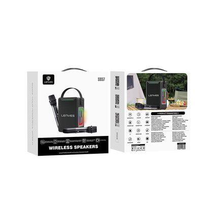 Lenyes S857 RGB Işıklı Çift Mikrofonlu Taşınabilir TWS Bluetooth Speaker Hoparlör v5.3