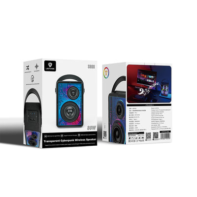 Lenyes S860 RGB Işıklı Taşınabilir Bluetooth Speaker Hoparlör v5.3 Siyah