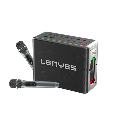 Lenyes S861 12.000mAh Powerbank Özellikli Çift Mikrofonlu Bluetooth Speaker Hoparlör v5.0 Siyah