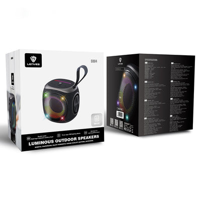Lenyes S864 RGB Işıklı Taşınabilir TWS Bluetooth Speaker Hoparlör v5.3 Siyah