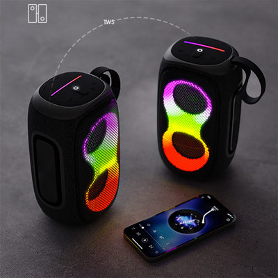 Lenyes S865 Luminous Serisi Su Geçirmez Çoklu Giriş RGB Işıklı TWS Bluetooth Hoparlör v5.3 40W Siyah