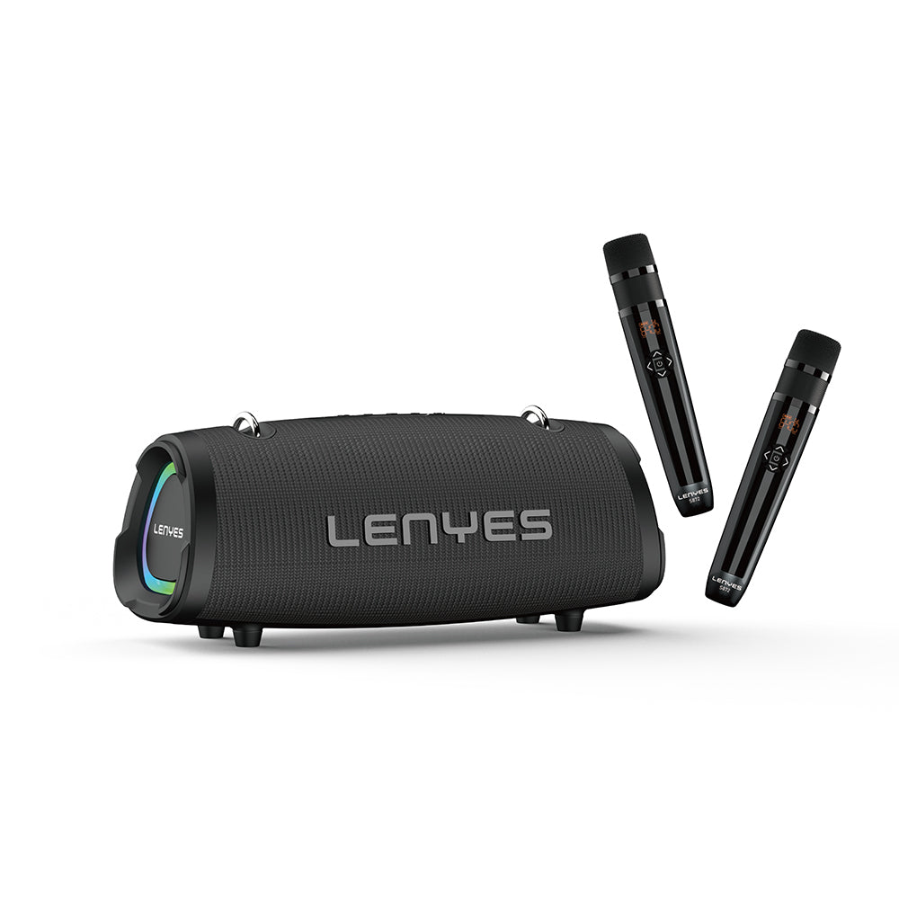 Lenyes S872 RGB Işıklı Taşınabilir Çift Mikrofonlu TWS Bluetooth Speaker Hoparlör v5.3 Siyah