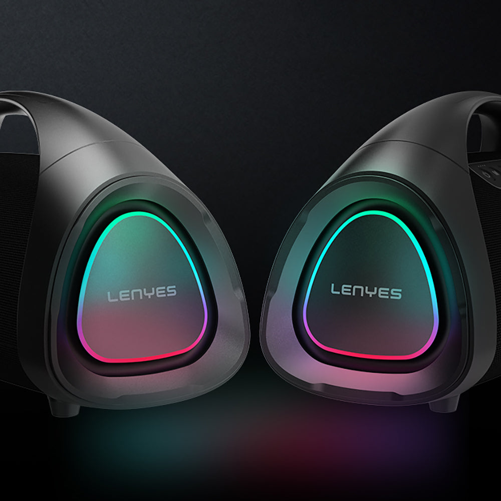 Lenyes S873 RGB Işıklı Taşınabilir Kumandalı&Mikrofonlu TWS Bluetooth Speaker Hoparlör v5.3 Siyah