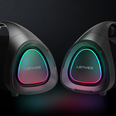 Lenyes S873 RGB Işıklı Taşınabilir Kumandalı&Mikrofonlu TWS Bluetooth Speaker Hoparlör v5.3 Siyah