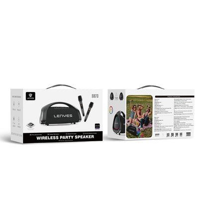Lenyes S873 RGB Işıklı Taşınabilir Kumandalı&Mikrofonlu TWS Bluetooth Speaker Hoparlör v5.3 Siyah