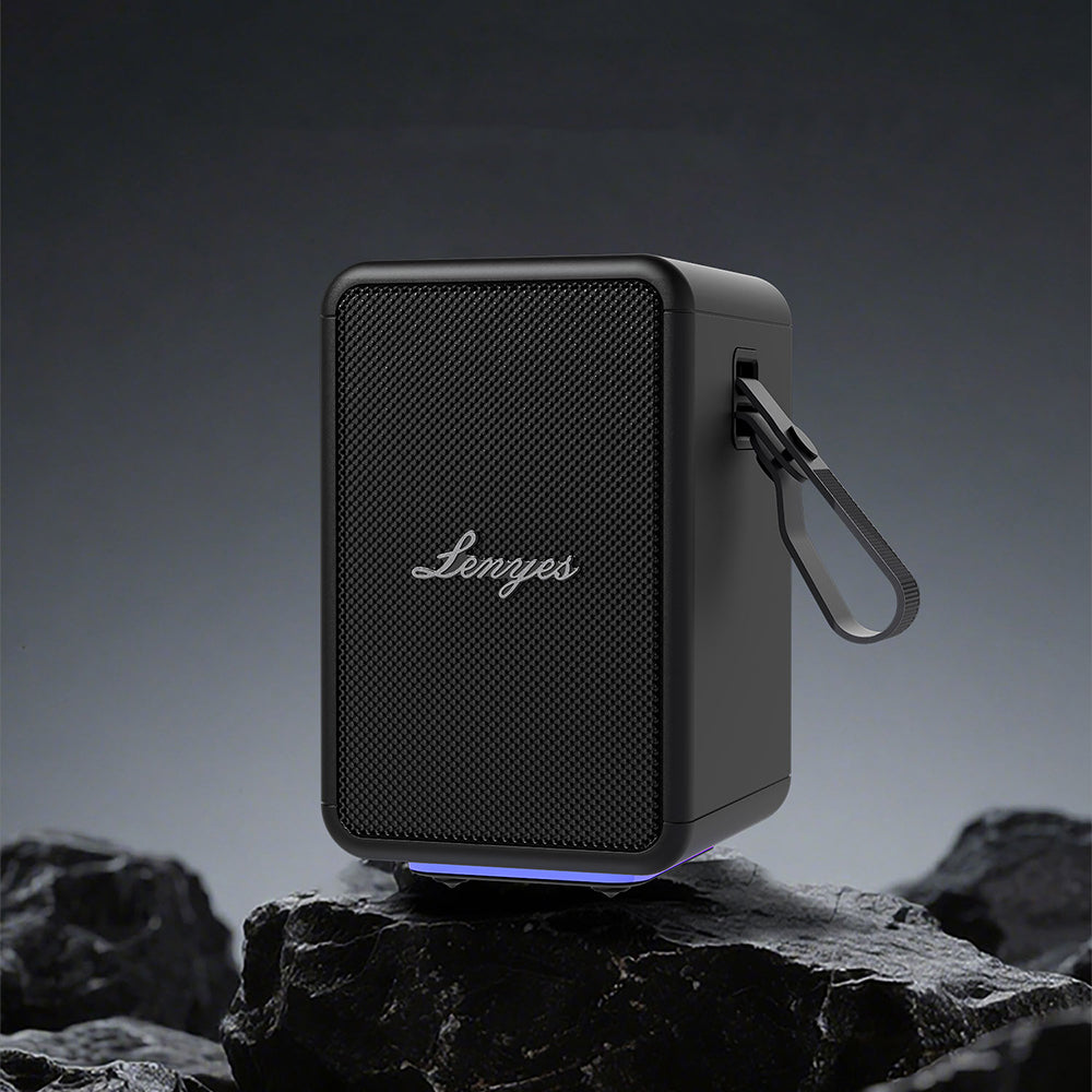 Lenyes S874 Su Geçirmez Özellikli RGB Işıklı Askılı Taşınabilir TWS Bluetooth Hoparlör v5.3 Siyah