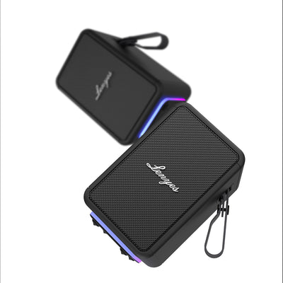 Lenyes S874 Su Geçirmez Özellikli RGB Işıklı Askılı Taşınabilir TWS Bluetooth Hoparlör v5.3 Bej