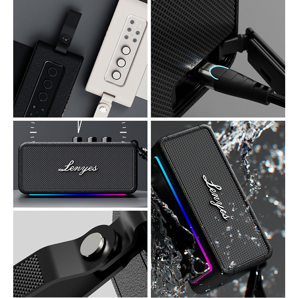 Lenyes S876 Supreme Serisi RGB Işıklı Taşınabilir Su Geçirmez TWS Bluetooth Hoparlör v5.3 45W