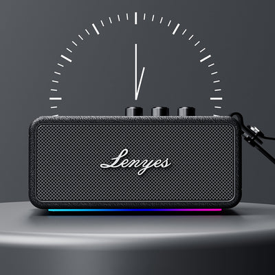 Lenyes S876 Supreme Serisi RGB Işıklı Taşınabilir Su Geçirmez TWS Bluetooth Hoparlör v5.3 45W Siyah