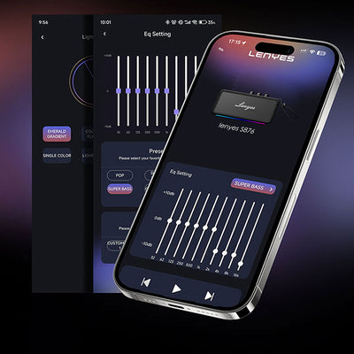 Lenyes S876 Supreme Serisi RGB Işıklı Taşınabilir Su Geçirmez TWS Bluetooth Hoparlör v5.3 45W Bej