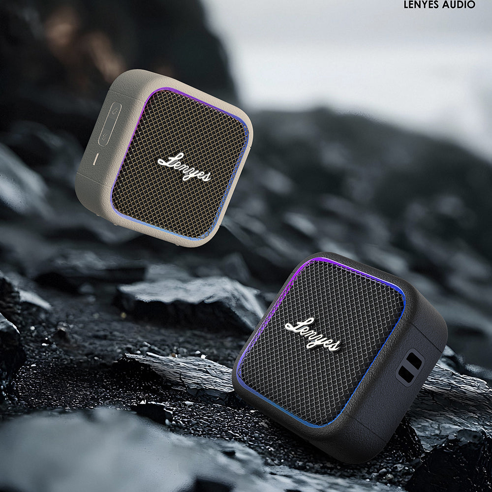 Lenyes S890 Su Geçirmez Özellikli RGB Işıklı Askılı Mini OTG-TWS Bluetooth Hoparlör v5.3 Siyah