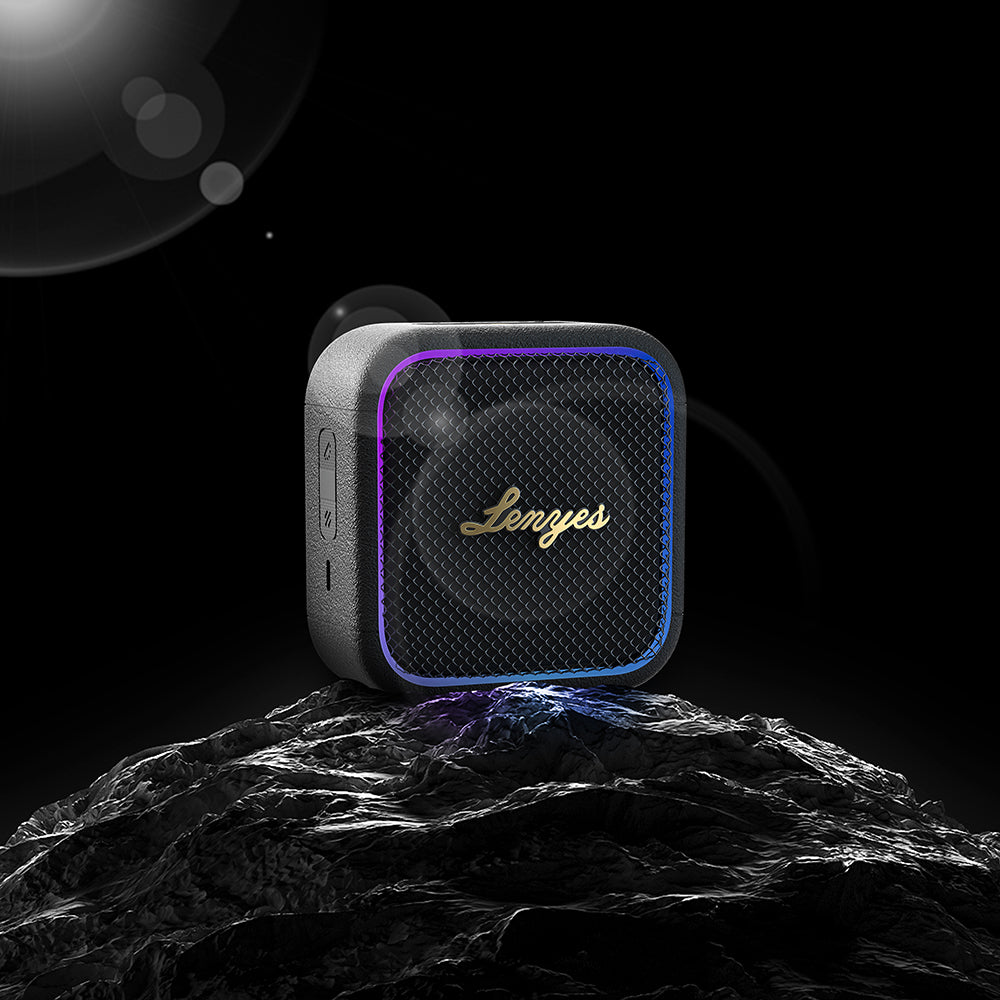Lenyes S890 Su Geçirmez Özellikli RGB Işıklı Askılı Mini OTG-TWS Bluetooth Hoparlör v5.3 Bej