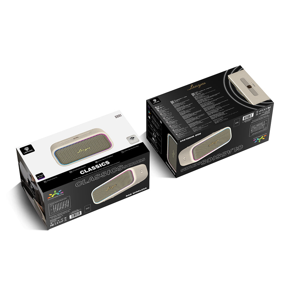 Lenyes S891 RGB Işıklı Taşınabilir Su Geçirmez OTG-TWS Bluetooth Hoparlör v5.3 80W Siyah