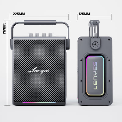 Lenyes Titan 1 Serisi RGB Işıklı Çift Mikrofonlu Bluetooth Speaker Hoparlör v5.3 5000mAh Siyah