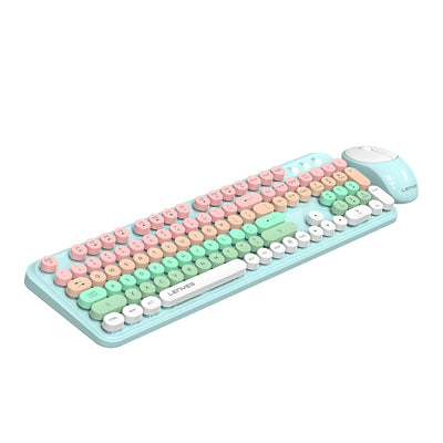 Lenyes WK103 Mekanik 2in1 2.4G Kablosuz Klavye ve 1600 DPI Mouse Seti Mavi