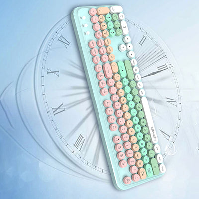 Lenyes WK103 Mekanik 2in1 2.4G Kablosuz Klavye ve 1600 DPI Mouse Seti Mavi