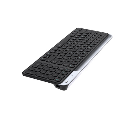 Lenyes WK106 Sessiz Tuş Tasarımlı Entegre Stand Bölmeli Çift Bluetooth Bağlantılı 2.4G Kablosuz Klavye Siyah