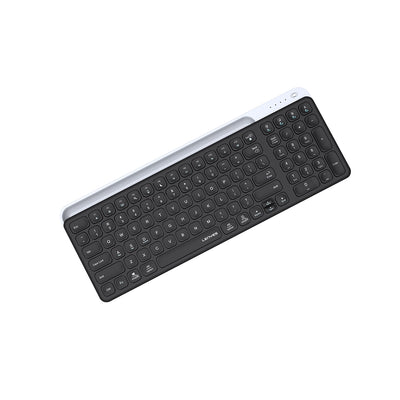 Lenyes WK106 Sessiz Tuş Tasarımlı Entegre Stand Bölmeli Çift Bluetooth Bağlantılı 2.4G Kablosuz Klavye Siyah