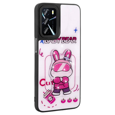 Oppo A16 Case Shining Embossed Zore Amas Silicone Cover with Iconic Figure Beyaz