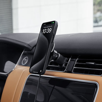 Pitaka MagEZ Pro 2 M-safe Şarj Özellikli Qi2 Aramid Fiber Araç Telefon Tutucu Siyah