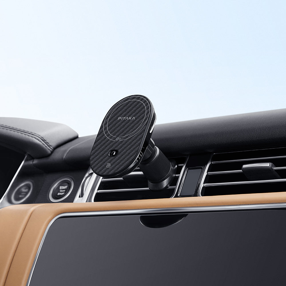 Pitaka MagEZ Pro 2 M-safe Şarj Özellikli Qi2 Aramid Fiber Araç Telefon Tutucu