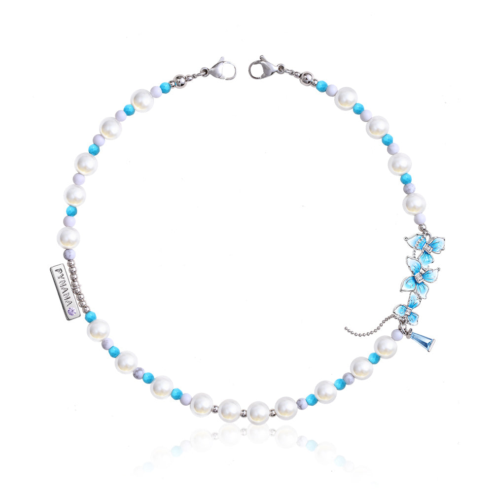 Pynana BlueFlower Serisi İnci Taşlı Telefon Bilek Askı İpi