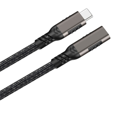 Qgeem Extension USB3.2 Type-C PD Uzatma Kablosu 100W 20Gbps 4K@60Hz 0.2 Metre Siyah