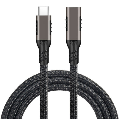 Qgeem Extension USB3.2 Type-C PD Uzatma Kablosu 100W 20Gbps 4K@60Hz 0.2 Metre Siyah
