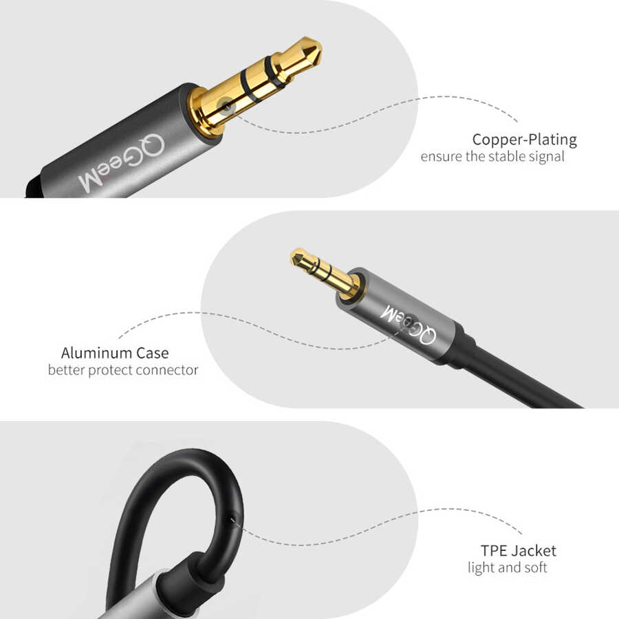 Qgeem QG-AU02 3.5mm To 6.35mm Aux Audio Kablo 1.5M