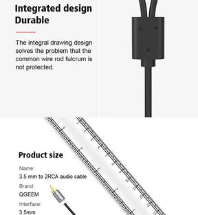Qgeem QG-AU09 3.5mm To RCA Aux Audio Kablo 5M